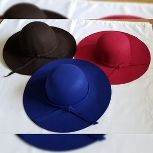 Lot of 3 Women's Fall Hat Blue Red Brown
